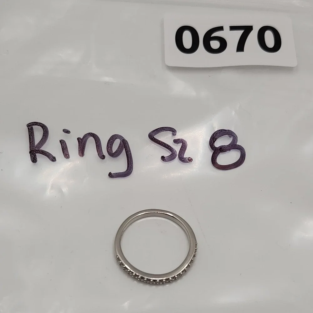 925 Sterling Silver Cubic Zirconia Half Eternity Stacking Band Ring Size 8